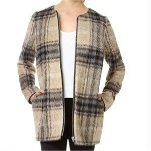 Aritzia Wilfred | Laboratoire Wool Mohair Alpaca Plaid Coat Size XS